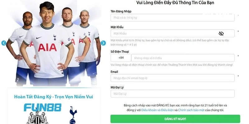 Fun88 - Link Vào Nhà Cái Fun88 Geslacht Chính Thức 2025 11 Người chơi có thể đăng ký ID cược tại nhà cái Fun88 rất dễ dàng.