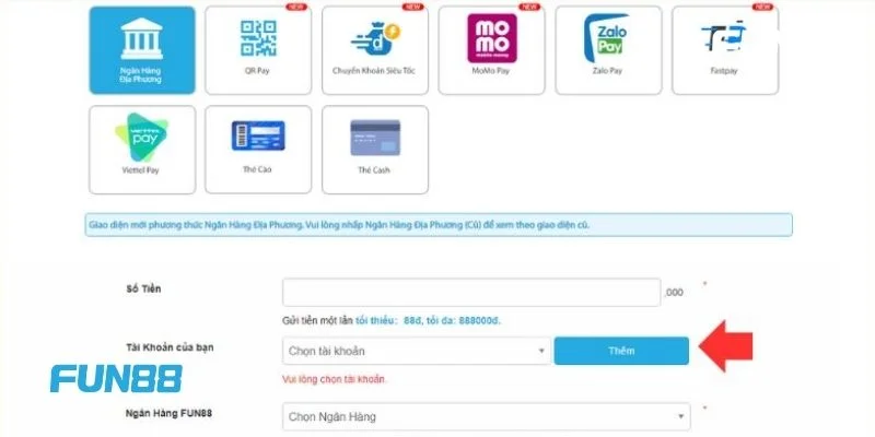Fun88 - Link Vào Nhà Cái Fun88 Geslacht Chính Thức 2025 12 Chỉ vài bước là bạn lập tức có thể nạp tiền vào sảnh cược của Fun88.
